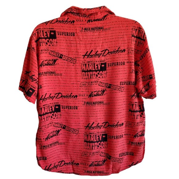 HARLEY-DAVIDSON Short Sleeve Allover Print Button Down Shirt - Picture 2 of 13